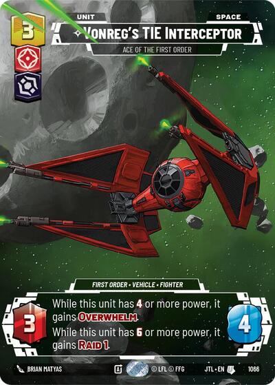 Vonreg's TIE Interceptor Ace of the First Order (Prestige Foil) (Jump to Lightspeed) Near Mint Foil - Nick Nack's Full Frontal Attack