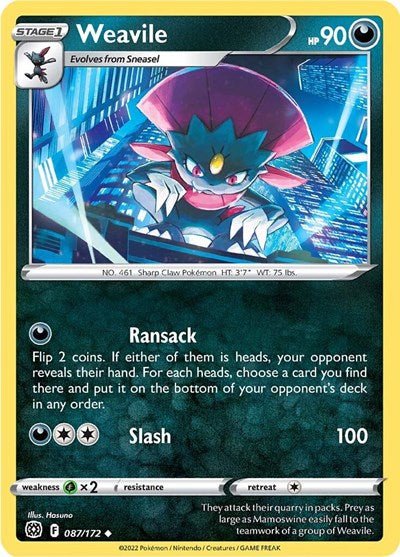Weavile (SWSH09: Brilliant Stars) Near Mint - Nick Nack's Full Frontal Attack