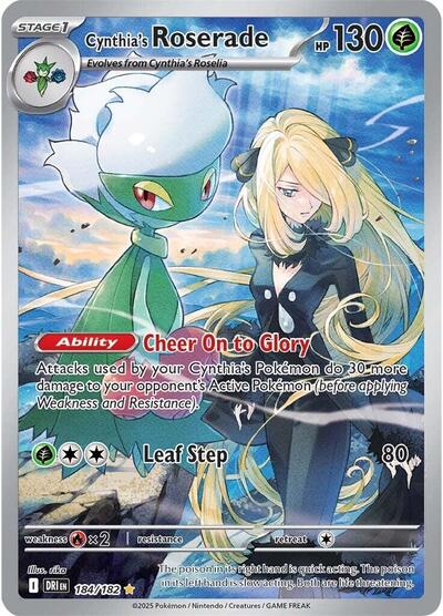 Cynthia's Roserade - 184 (SV10: Destined Rivals) Near Mint Holofoil - Nick Nack's Full Frontal Attack