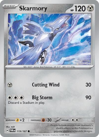 Skarmory (SV06: Twilight Masquerade) Near Mint Reverse Holofoil - Nick Nack's Full Frontal Attack