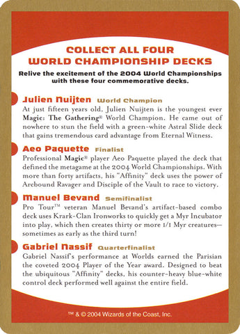 Annonce des championnats du monde 2004 [World Championship Decks 2004] 