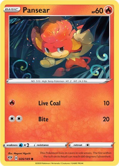 Pansear (SWSH03: Darkness Ablaze) Near Mint - Nick Nack's Full Frontal Attack