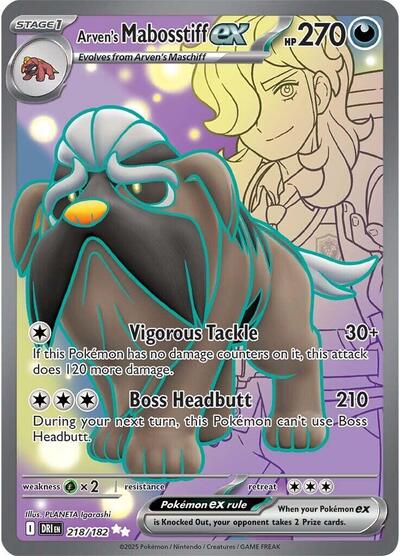 Arven's Mabosstiff ex - 218 (SV10: Destined Rivals) Near Mint Holofoil - Nick Nack's Full Frontal Attack