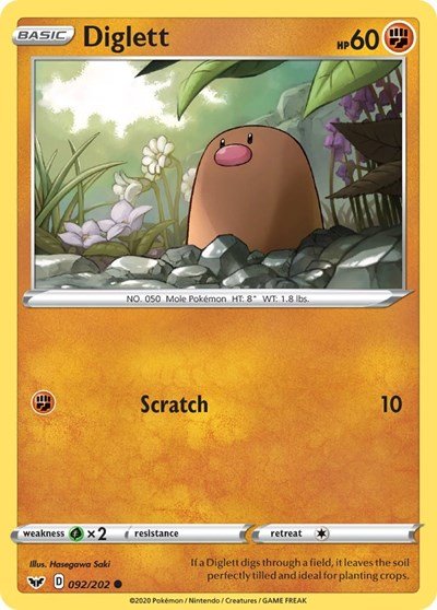 Diglett (SWSH01: Sword & Shield Base Set) Near Mint - Nick Nack's Full Frontal Attack