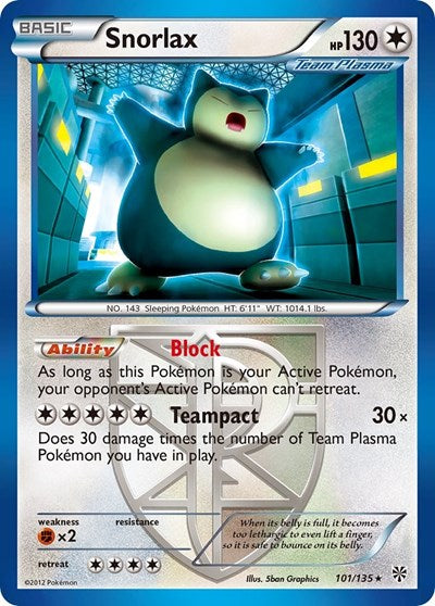 Snorlax (Team Plasma) (Plasma Storm) Light Play