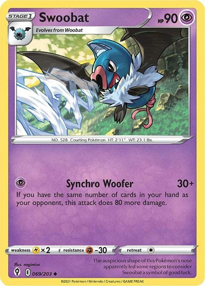 Swoobat (SWSH07: Evolving Skies) Near Mint