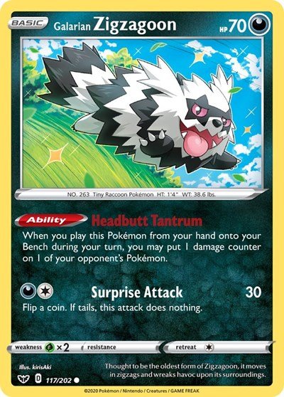 Galarian Zigzagoon (SWSH01: Sword & Shield Base Set) Near Mint - Nick Nack's Full Frontal Attack