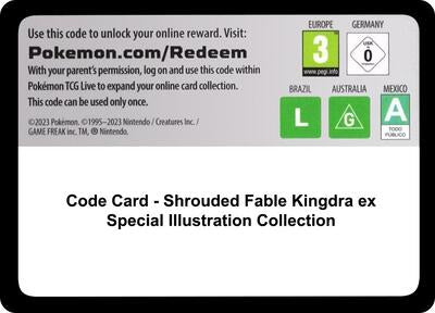 Code Card - Shrouded Fable Kingdra ex Special Illustration Collection (SV: Shrouded Fable) Near Mint