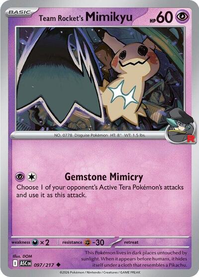 Team Rocket's Mimikyu - 097 (ME: Ascended Heroes) Near Mint - Nick Nack's Full Frontal Attack