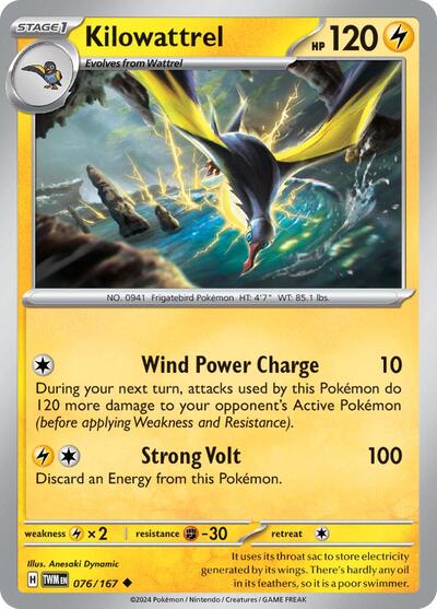 Kilowattrel (SV06: Twilight Masquerade) Near Mint Reverse Holofoil