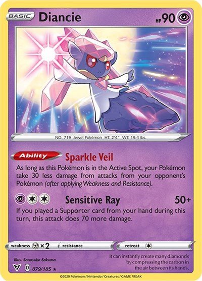 Diancie (SWSH04: Vivid Voltage) Near Mint Holofoil - Nick Nack's Full Frontal Attack