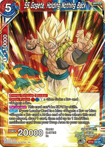 SS Gogeta, Holding Nothing Back (BT16-142) [Realm of the Gods]