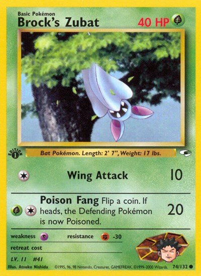 Brock's Zubat (74) (Gym Heroes) Light Play Unlimited - Nick Nack's Full Frontal Attack