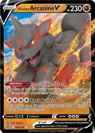 Hisuian Arcanine V (SWSH12: Silver Tempest) Near Mint Holofoil - Nick Nack's Full Frontal Attack