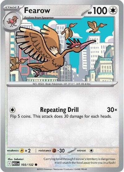 Fearow (ME01: Mega Evolution) Near Mint Reverse Holofoil - Nick Nack's Full Frontal Attack