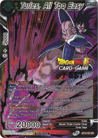 Turles, All Too Easy (Card Game Fest 2022) (BT15-107) [Tournament Promotion Cards]