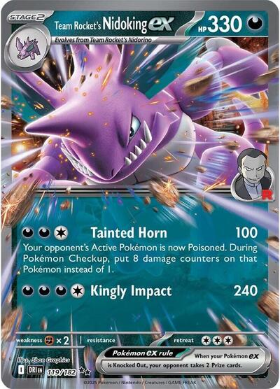 Team Rocket's Nidoking ex - 119 (SV10: Destined Rivals) Near Mint Holofoil - Nick Nack's Full Frontal Attack