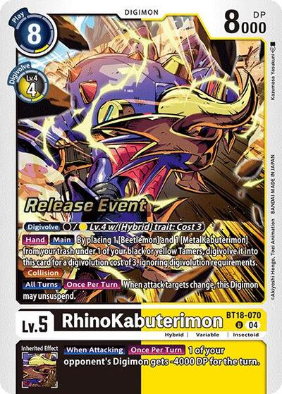 RhinoKabuterimon (Release Special Booster 2.0 Pre-Release Cards) Near Mint Foil