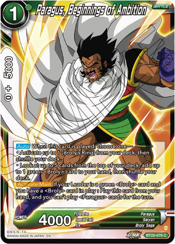 Paragus, Beginnings of Ambition (BT22-076) [Critical Blow]