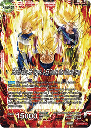 Son Goku & Vegeta & Trunks // SS Son Goku, SS Vegeta, & SS Trunks, the Ultimate Team (Fighter's Ambition Holiday Pack) (BT19-001) [Tournament Promotion Cards]