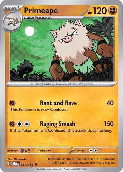 Primeape (Scarlet and Violet: 151) Near Mint Reverse Holofoil