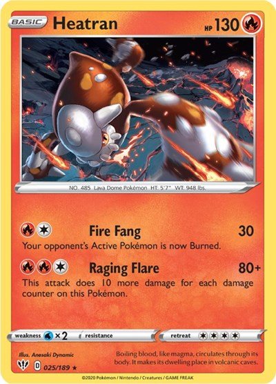 Heatran (SWSH03: Darkness Ablaze) Near Mint Holofoil - Nick Nack's Full Frontal Attack