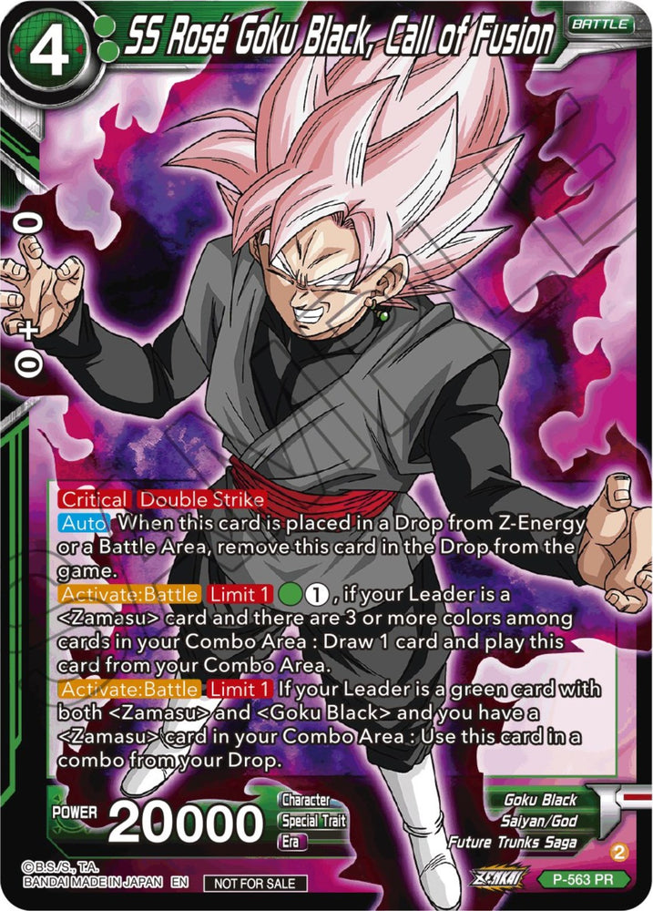 SS Rose Goku Black, Call of Fusion (Zenkai Series Tournament Pack Vol.6) (P-563) [Tournament Promotion Cards]