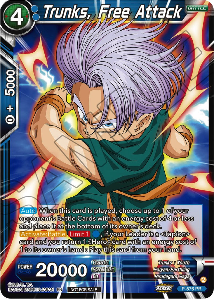 Trunks, Free Attack (Zenkai Series Tournament Pack Vol.7) (P-576) [Tournament Promotion Cards]