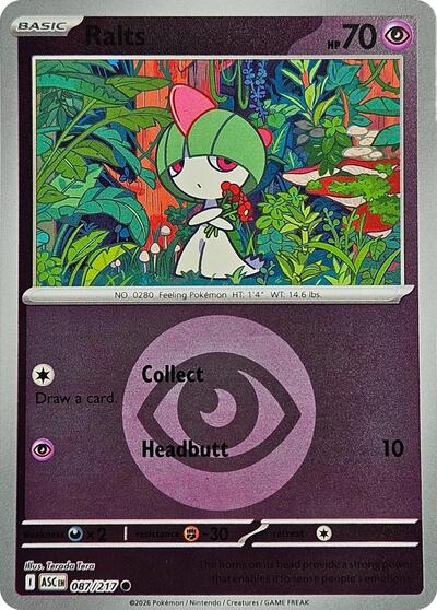 Ralts (Energy Symbol Pattern) (ME: Ascended Heroes) Near Mint Reverse Holofoil - Nick Nack's Full Frontal Attack