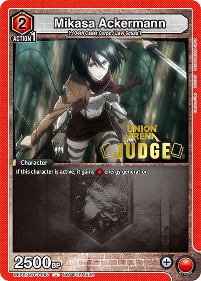 Mikasa Ackermann (Judge Pack) (Union Arena Promotion Cards) Near Mint Foil
