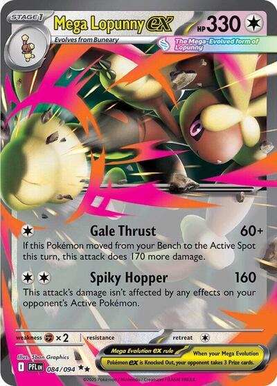 Mega Lopunny ex - 084 (ME02: Phantasmal Flames) Near Mint Holofoil - Nick Nack's Full Frontal Attack