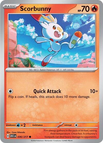 Scorbunny - 036 (ME: Ascended Heroes) Near Mint - Nick Nack's Full Frontal Attack