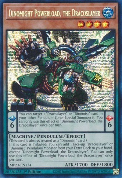 Dinomight Powerload, the Dracoslayer (25th Anniversary Tin: Dueling Heroes Mega Pack) Light Play 1st Edition - Nick Nack's Full Frontal Attack