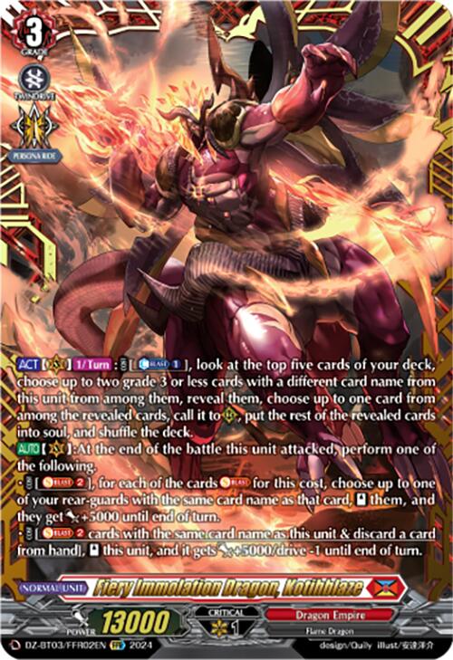 Fiery Immolation Dragon, Kotihblaze (DZ-BT03/FFR02EN) [Dimensional Transcendence]