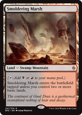Smoldering Marsh (Battle for Zendikar) Light Play - Nick Nack's Full Frontal Attack