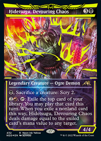 Hidetsugu, Caos devorador (Neon Ink Yellow) [Kamigawa: Neon Dynasty] 