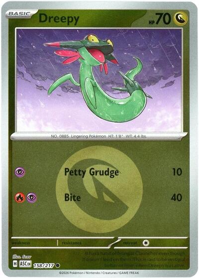 Dreepy - 158/217 (Energy Symbol Pattern) (ME: Ascended Heroes) Near Mint Reverse Holofoil - Nick Nack's Full Frontal Attack