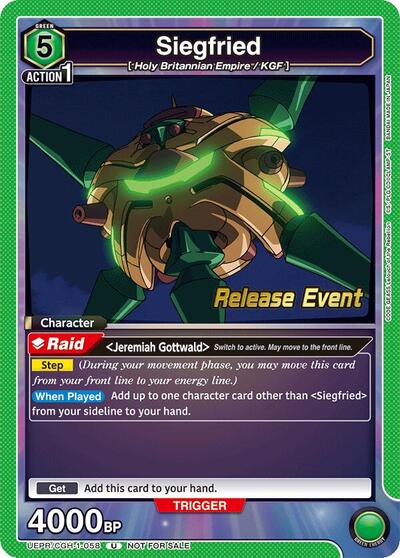 Siegfried (Code Geass: Lelouch of the Rebellion Release Event Cards) Near Mint - Nick Nack's Full Frontal Attack