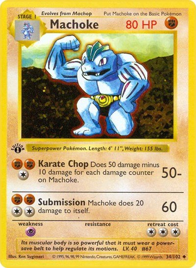 Machoke (Base Set (Shadowless)) Medium Play Unlimited - Nick Nack's Full Frontal Attack
