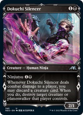 Dokuchi Silencer (Showcase) (Kamigawa: Neon Dynasty) Near Mint - Nick Nack's Full Frontal Attack