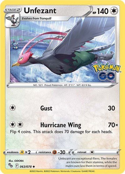 Unfezant (Pokemon GO) Near Mint - Nick Nack's Full Frontal Attack