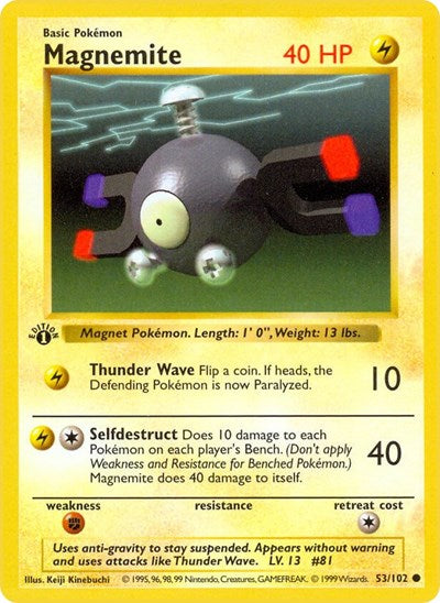 Magnemite (Base Set (Shadowless)) Damaged / Poor 1st Edition
