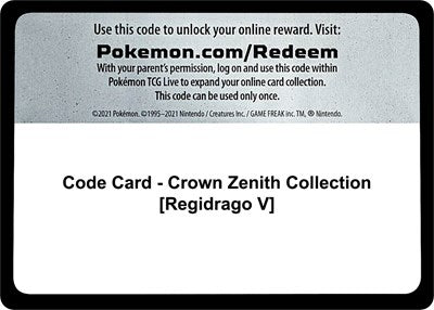 Code Card - Crown Zenith Collection (Regidrago V) (Crown Zenith) Near Mint