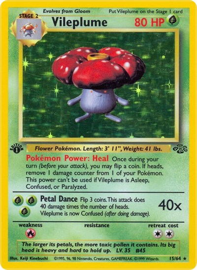 Vileplume (15) (Jungle) Damaged / Poor Holofoil Unlimited