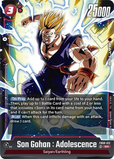 Son Gohan : Adolescence FB08 - 012 (FB08 Booster) Near Mint Holofoil - Nick Nack's Full Frontal Attack