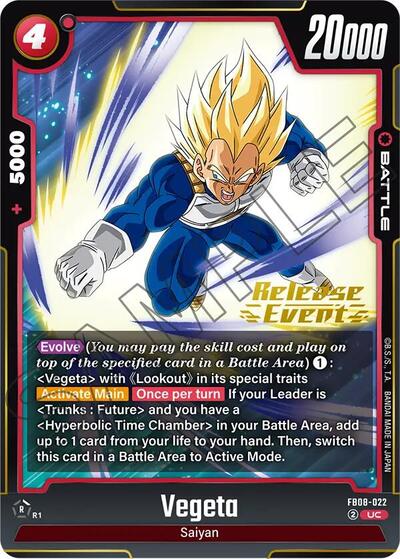 Vegeta FB08-022 (Saiyan's Pride Release Event Cards) Near Mint
