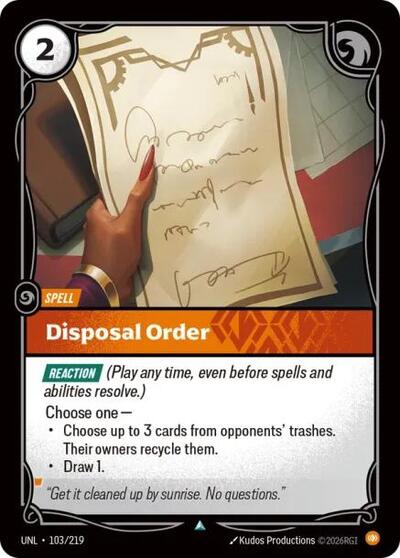 Disposal Order (Unleashed) Near Mint