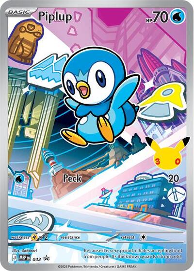 Piplup - 042 (ME: Mega Evolution Promo) Near Mint Holofoil - Nick Nack's Full Frontal Attack