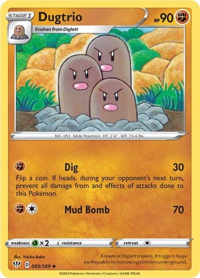 Dugtrio (SWSH03: Darkness Ablaze) Near Mint - Nick Nack's Full Frontal Attack