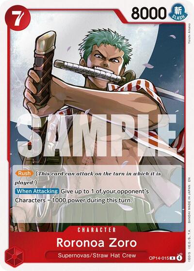 Roronoa Zoro OP14 - 015 (The Azure Sea's Seven) Near Mint Foil - Nick Nack's Full Frontal Attack